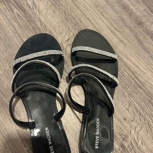 Steve Madden Black Sandals with Rhinestone Straps